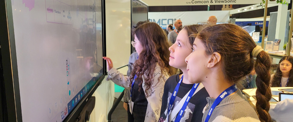 Students using digital whiteboard
