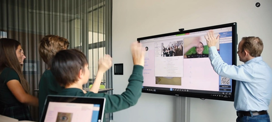 interactive screens for education being used in classrooms