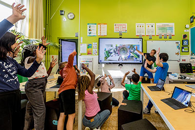 Interactive classroom screens.