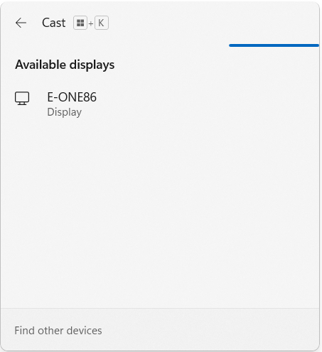 wifi direct connection pc and miracast on e-one